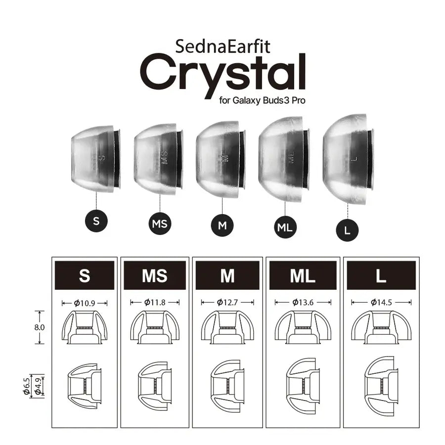 Crystal for Galaxy Buds 3 Pro Smoky Black (L) 2 Çift