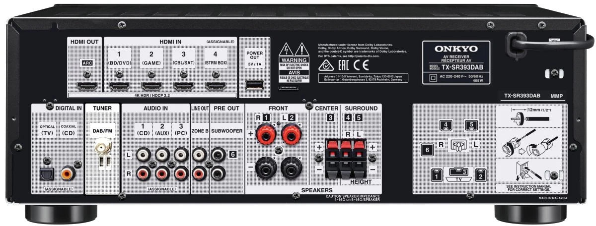 Onkyo TX - SR393 DAB AV Receiver - Amplifikatör
