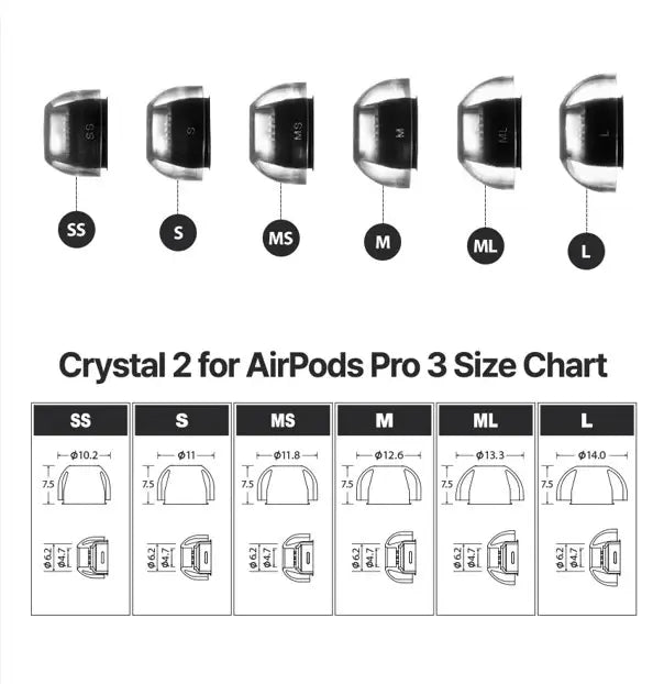 Crystal 2 for Airpods Pro 3 (M/ML/L) 3 Çift